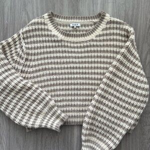 NWOT Grey Bandit Striped Knit Sweater - Cream and Brown L